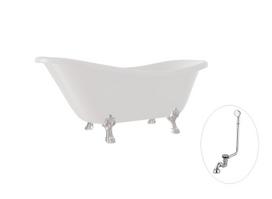 Vonia Besco Otylia 160, White+Chrome, su sifonu su persipylimu Klik-klak Chrome