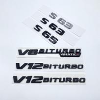 3D Raidės S63 S65 V12 Biturbo V8Biturbo 4matic+ ABS Emblema Mercedes Benz W222 W223 Automobilio Sparno Bagažinės Lipdukas S63 sidabras