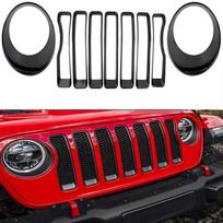 ABS Blizgus Juodas Priekinės Tinklelio Grotelės+Žibintų Apdailos Dangtelis Jeep Wrangler JL 2018 Priedai red