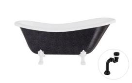 Vonia Besco Otylia Glam 160, Graphite+White, su sifonu Klik-klak Black