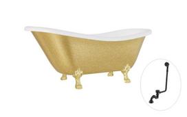 Vonia Besco Otylia Glam 170, Gold+Gold, su sifonu su persipylimu Klik-klak Black