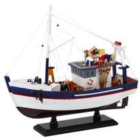 Kolekcinis dekoratyvinis žvejybinio laivo modelis, 37x34 cm