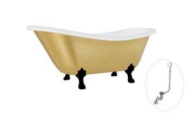 Vonia Besco Otylia Glam 170, Gold+Black, su sifonu su persipylimu Klik-klak Chrome