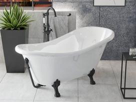 Vonia Besco Otylia 160, White+Black, su sifonu su persipylimu Klik-klak Black