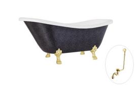 Vonia Besco Otylia Glam 160, Graphite+Gold, su sifonu su persipylimu Klik-klak Gold