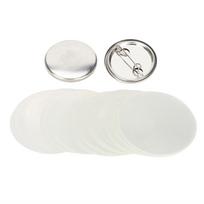 100 vnt. tuščios sagės su segtuku, apvalūs saugos ženkleliai, emblemos, medalių dalys, reikmenys rankdarbiams, dovanoms, suvenyrams 25mm/1.0in white