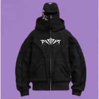 BeatStreet Dvipusiai su gobtuvu Hoodie Balaklava Streetwear Hip Hop Mada Veido kaukė Hoodie Striukė Paltai Vyrai Moterys Ruduo Žiema Užtrauktukas Džemperiai M juoda
