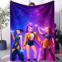 Huntrix K-Pop vilnos pledas Kosminio kario merginų grupės dizainas Minkštas pledas miegamajam, sofai, koncertų atributika Idealiai tinka pop muzikos gerbėjams, paaugliams 70x100cm(28x40inch)