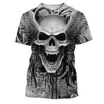 3D Skull Pattern Men's T Shirt Hip Hop Punk Harajuku Streetwear Casual O-neck Short Sleeve Funny Print Tees Fashion Loose Tops 4XL