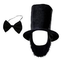Lincolns Birthday Patriotic Costume Halloween Abrahams Lincolns Costume Accessories Include Top Hat with Beard Necktie 1