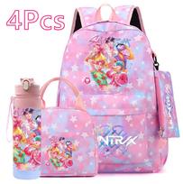 4 vnt./rinkinys Anime mielas K-POP spausdintas kuprinė didelės talpos mokyklinė rankinė dėklas su 750 ml vandens buteliuku berniukui mergaitei mokyklinė kuprinė atspari vandeniui Mochila