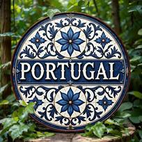 Mėlynas Baltas Gėlėtas Keraminis Ženklas Portugalijos Kelionės Metalinė Sienos Dailė Namų Sodo Dekoras 20x20