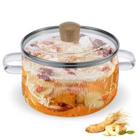 1.5/1.6L Glass Saucepan Clear Heat Resistant Stockpot Evenly Heated Double Handle Cookware Pot Non Stick Kitchen Cooking Tools
