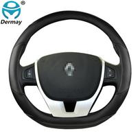 for Renault Laguna 2 II X74 Car Steering Wheel Cover Breathable Microfiber Leather + Carbon Fiber Fashion Auto Accessories D shape Black