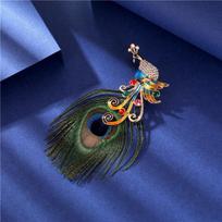 Generous Peacock Three-dimensional Temperament High-end Phoenix Retro Brooch 2*5CM
