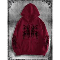 Men'S Gothic Dark Style Print Zip-Up Hoodie, Perfect for Casual Occasions And Trendy Streetwear, a Top Choice for Collegiate Fashion S