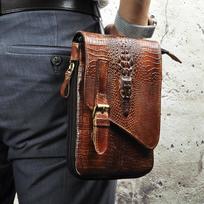 Vyriškas tikros odos vyriškas krokodilo dizainas Daugiafunkcis mažas „Messenger Crossbody“ krepšys Vienas pečių krepšys Madingas juosmens diržo komplektas