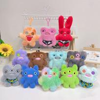 Animacinis 10cm Fuggler pliušinis žaislas Juokingas baisus dantų monstras Paplūdimio kurorto serijos pliušiniai žaislai Šokinėjantis beprotiškas triušis Pliušinė juokinga lėlė Dovanos Random 1pcs