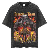Anime Attack On Titan Eren Jaeger Print T-shirts Tee Men Women Vintage Manga Oversized Casual T Shirt Harajuku Male Tshirt 4XL