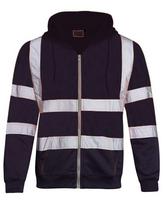 Men's Hooded Reflective Strip Fleece Color Block Zip-Up Sweatshirt 4XL juoda