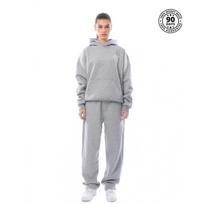 Unisex madingas didelio dydžio su spauda džemperis su gobtuvu - 2025 m. kolekcija 2XL šviesiai pilka spalva