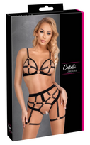 Cottelli LINGERIE Open Harness Bra & Thong Set, Rose Gold Details, M