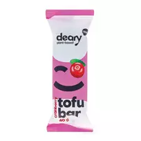 Tofu batonėlis su spanguolių įdaru DEARY, glaistytas šokoladu, 40 g