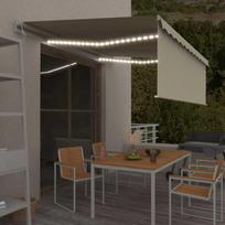 Automatinė markizė su uždanga/LED/vėjo jutikliu, kreminė, 4x3m