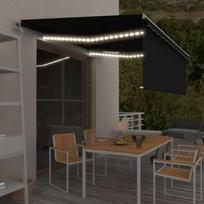 Markizė su uždanga/LED/vėjo jutikliu, antracito, 4x3m