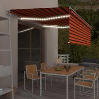 Markizė su uždanga/LED/vėjo jutikliu, oranžinė/ruda, 4x3m