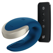 Satisfyer Double Love Blue - App-Controlled Couples Device, Waterproof, Metal Detail