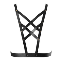 Bijoux Indiscrets MAZE Net Cleavage Harness Black Vegan Leather Adjustable