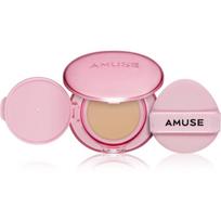 AMUSE Dew Power Vegan Cushion ilgai išliekantis makiažo pagrindas kempinėlėje skaistinamojo ir glotninamojo poveikio atspalvis 03 Honey 15 g