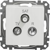 Schneider Electric Sedna Design TV/R/SAT galinis lizdas, 4 dB, sidabrinės spalvos apdaila