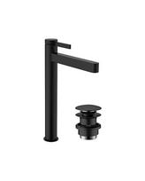 Praustuvo maišytuvas su push-open dugno vožtuvu HANSGROHE Finoris 260, juodas-matinis, 76070670