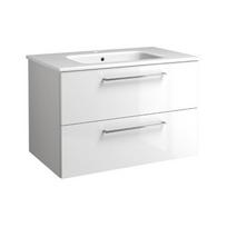 Apatinė spintelė Kame Joy su stalčiais, praustuvu, rankenomis, balta blizgi 81 cm, 12113511