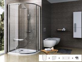 Dušo komplektas 5 in 1 Ravak SET18 - PSKK3 90x90 komplektas, satinas+Transparent SET18