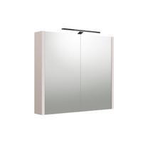 Veidrodinė spintelė su juodu šviestuvu Raguvos Baldai, pilkas kašmyras, 80 cm, 2003506