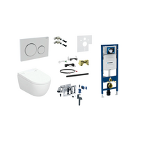 Geberit AquaClean Alba Premium Plus komplektas su Duofix Sigma WC instaliacine sistema, baltas klavišas
