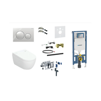 Geberit AquaClean Alba Premium Plus komplektas su Duofix Sigma 8 cm WC potinkinė montavimo sistema, chromo klavišas