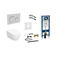 Geberit AquaClean Alba Premium komplektas su Duofix Sigma WC instaliacine sistema, Sigma 20 Round mygtukas, baltas