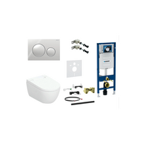 Geberit AquaClean Alba Premium komplektas su Duofix Sigma WC instaliacine sistema, Sigma 20 Round mygtukas, chromo