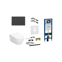 Geberit AquaClean Alba Premium komplektas su Duofix Sigma WC instaliacine sistema, Sigma 20 Round mygtukas, juodas