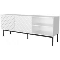 Cama MEBLE ABETO Black Steel Frame 150x42x60cm White/ Gloss White