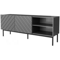 Cama MEBLE ABETO Black Steel Frame 150x42x60cm Graphite/ Glossy Graphite