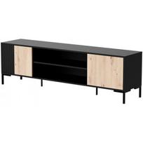 Cama MEBLE MERCI 180x40x53.5cm Black/ Oak Artisan