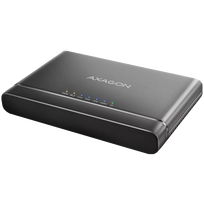 Axagon USB 3.2 Gen 2 adapter for connecting NVMe M.2 SSDs and SATA 2.5"/3.5" drives with cloning function.