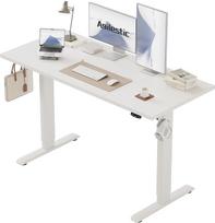 "Agilestic" reguliuojamo aukščio rašomasis stalas, 120 x 60 cm, tvirtas rašomasis stalas, reguliuojamo aukščio, elektrinis, su atminties rankiniu valdymu, ergonomiškas stovimas stalas, kompiuterio stalas, baltos spalvos