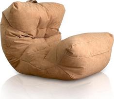 "Aiire Relaxo" XXL pupų maišas "Cuddly Corner", "Bean Bag" dizainas iš dirbtinės odos su užpildu, milžiniški pupų maišai suaugusiesiems, sėdynės krepšys, pūkuotos grindų pagalvėlės, šiurkšti grindų kėdė, grindų kėdė, smėlio spalvos