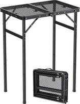 "Anbte Camping Table" sulankstomas stalas 60 x 40 cm aliuminio rėmas su 3 reguliuojamais aukščiais 27/51/74 cm Grilio stalas su metaliniu tinklelio stalviršiu Lengvas nešiojamas šoninis stalas sodo paplūdimio piknikui (juodas)